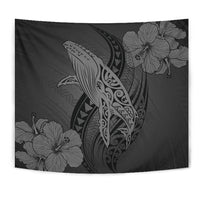 Hawaii Whale Swim Poly Gray Tapestry - Polynesian Pride
