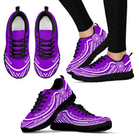 American Samoa Wave Sneakers White Purple Color Women's Sneakers - Black - American Samoa Black - Polynesian Pride