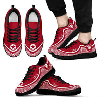 Niue Wave Sneakers - Polynesian Pattern White Red Color Men's Sneakers - Black - Niue Black - Polynesian Pride
