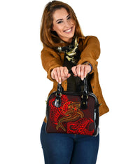 Tahiti Shoulder Handbag - Red Shark Polynesian Tattoo - Polynesian Pride