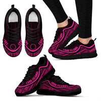 Cook Islands Wave Sneakers - Polynesian Pattern Pink Color Women's Sneakers - Black - Cook Islands Black - Polynesian Pride