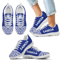 Samoa Sneakers - Samoa Coat Of Arms Polynesian Tattoo Blue Style - Polynesian Pride
