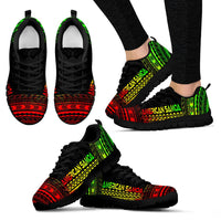 American Samoa Sneakers - American Samoa Polynesian Chief Tattoo Reggae Version - Polynesian Pride