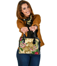 hawaiiShoulder Handbag - Turtle Strong Pattern Hibiscus Plumeria AH One Size Gold - Polynesian Pride