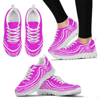 American Samoa Wave Sneakers White Pink Color Women's Sneakers - White - American Samoa White - Polynesian Pride