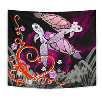 Hawaii Turtle Couple Valentine's Hibiscus Plumeria Tapestry - Valentine Style - AH - Polynesian Pride