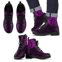 Polynesian Tattoo Style Leather Boots Pink A7 - Polynesian Pride
