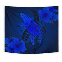 Hawaii Whale Swim Poly Blue Tapestry - Polynesian Pride