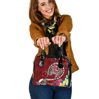 Tahiti Shoulder Handbag - Turtle Plumeria (Red) One Size Red - Polynesian Pride