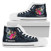 Vanuatu Polynesian High Top Shoes - Tropical Flower Unisex White - Polynesian Pride