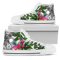 Marshall Islands High Top Shoes White - Turtle Plumeria Banana Leaf Unisex White - Polynesian Pride
