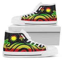 Nauru High Top Canvas Shoes - Reggae Tentacle Turtle Unisex White - Polynesian Pride
