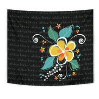 Aloha Hibiscus Art Tapestry Wall Tapestry Black - Polynesian Pride