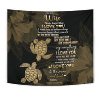 Hawaii Turtle Tapestry Hibiscus To My Wife Gold AH - Polynesian Pride