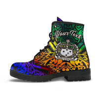 Samoa Custom Personalised Leather Boots - Rainbow Polynesian Pattern - Polynesian Pride
