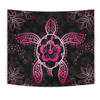 Turtle Hibiscus Pink Tapestry Wall Tapestry Pink - Polynesian Pride