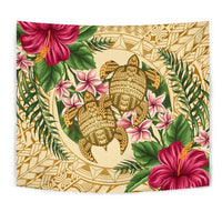 hawaiiTapestry - Turtle Strong Pattern Hibiscus Plumeria AH - Polynesian Pride