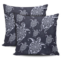 Turtle Pattern Wonderfull Pillow Covers One Size Zippered Pillow Cases 18"x 18" (Twin Sides) (Set of 2) Black - Polynesian Pride