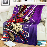 Chuuk State Premium Blanket - Tribal Flower With Special Turtles Purple Color - Polynesian Pride