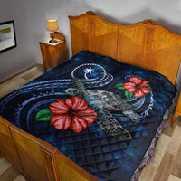 Chuuk Polynesian Premium Quilt - Blue Turtle Hibiscus - Polynesian Pride