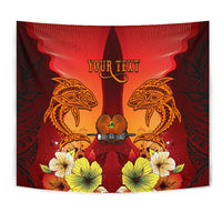 Papua New Guinea Custom Personalised Tapestries - Tribal Tuna Fish Wall Tapestry Orange - Polynesian Pride