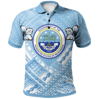 Federated States of Micronesia Polynesian Polo Shirt FSM Flag Camisole Hibiscus Style Unisex Blue - Polynesian Pride