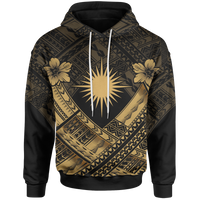 Marshall Islands Polynesian Hoodie Marshall Islands Gold Flag Camisole Hibiscus Style Unisex Gold - Polynesian Pride