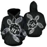 Hawaii Turtle Kanaka Map Polynesian Hoodie Unisex Black - Polynesian Pride