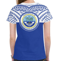 Chuuk States New All Over Print T Shirt Chuuk Love & F S M Seal Blue Version - Polynesian Pride