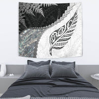 Paua Shell Maori Silver Fern Tapestry White Wall Tapestry Medium 80" x 68" White - Polynesian Pride