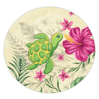 Polynesian Pride Home Set - Cute Turtle Hibiscus Round Carpet - Polynesian Pride