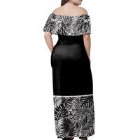 NE Fiji Bula Dress - Tribal Leaves Off Shoulder Long Dress - Polynesian Pride