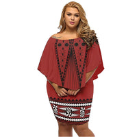 Polynesian Pride Dress - Tonga Pattern Style Off Shoulder Short Dress - Polynesian Pride
