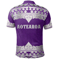 Polynesian Pride Apparel Aotearoa Polo Shirt Koru Heart Purple - Polynesian Pride