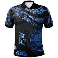 Polynesian Pride Apparel Federated States of Micronesia Polo Shirt Polynesian Tattoo Blue Version Unisex Blue - Polynesian Pride