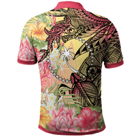 Polynesian Pride Apparel Chuuk State Polo Shirt Flowers Tropical With Sea Animals - Polynesian Pride