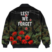 Polynesian Pride Clothing - New Zealand Anzac Lest We Forget Poppy Camo Bomber Jacket - Polynesian Pride