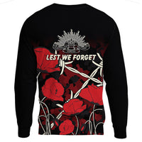 Polynesian Pride Clothing - Anzac Day Camouflage Poppy & Barbed Wire.Sweatshirt - Polynesian Pride