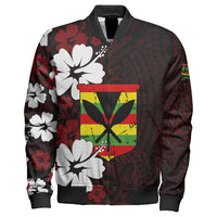 Polynesian Pride Jacket - Hawaii Kanaka Hibiscus Style Sleeve Zip Bomber Jacket LT10 Unisex Red - Polynesian Pride