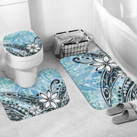 Polynesian Home Set - Ocean Blue Tribal Leaves With Black And White Overlay Bathroom Set LT10 - Polynesian Pride