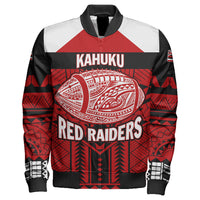 Polynesian Pride Jacket - Personalized Hawaiian High Kahuku Sleeve Zip Bomber Jacket LT10 Unisex Red - Polynesian Pride