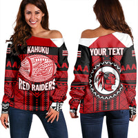 Polynesian Pride Sweatshirt - Personalized Hawaiian High Kahuku Women Off Shoulder LT10 Women Red - Polynesian Pride