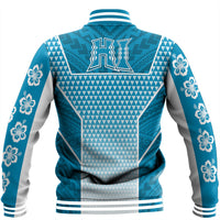 Polynesian Pride Jacket - Personalized Kakau Hawaii Polynesian Blue Gradient Baseball Jacket LT10 - Polynesian Pride