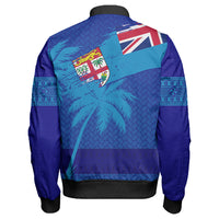 Polynesian Pride Jacket - Fiji Palm Tree Coat Of Arms Sleeve Zip Bomber Jacket LT10 - Polynesian Pride