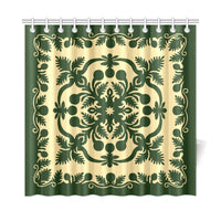 Hawaiian Shower Curtain Royal Pattern - Emerald Green - Polynesian Pride