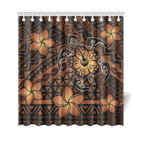 Hawaii Mix Polynesian Turtle Plumeria Shower Curtain - AH - Nick Style - Orange - Polynesian Pride