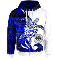 Federated States of Micronesia Custom Zip Hoodie Mega Turtle Unisex Red - Polynesian Pride