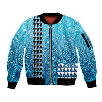 Hawaii Tribal Kakau Sleeve Zip Bomber Jacket LT9 Unisex Blue - Polynesian Pride