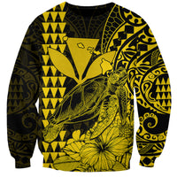 Kakau Polynesian Tribal Hawaiian Turtle with Kanaka Maoli Yellow Sweatshirt LT9 Unisex Yellow - Polynesian Pride
