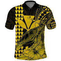 Kakau Polynesian Tribal Hawaiian Turtle with Kanaka Maoli Yellow Polo Shirt LT9 Yellow - Polynesian Pride